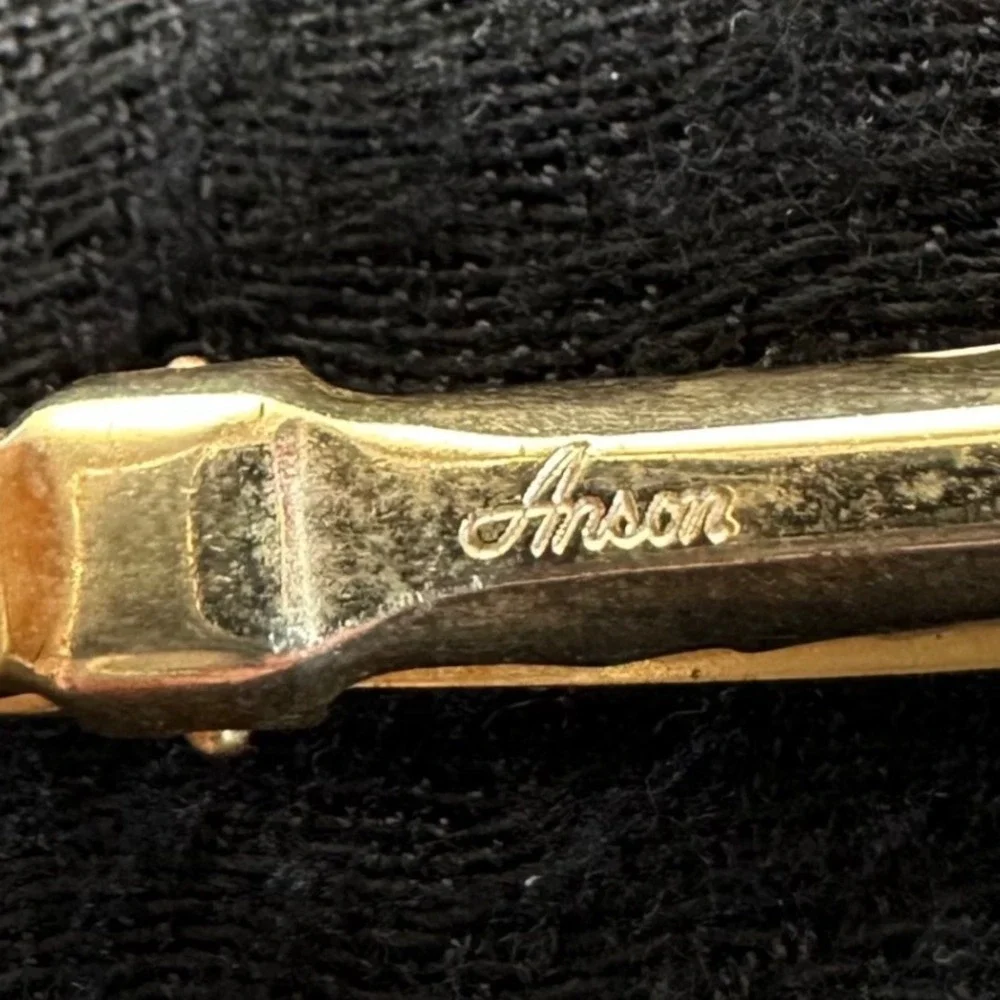 Vintage Anson Spade Tie Clip Cufflinks Set Gold Tone Mid Century‎ Mens